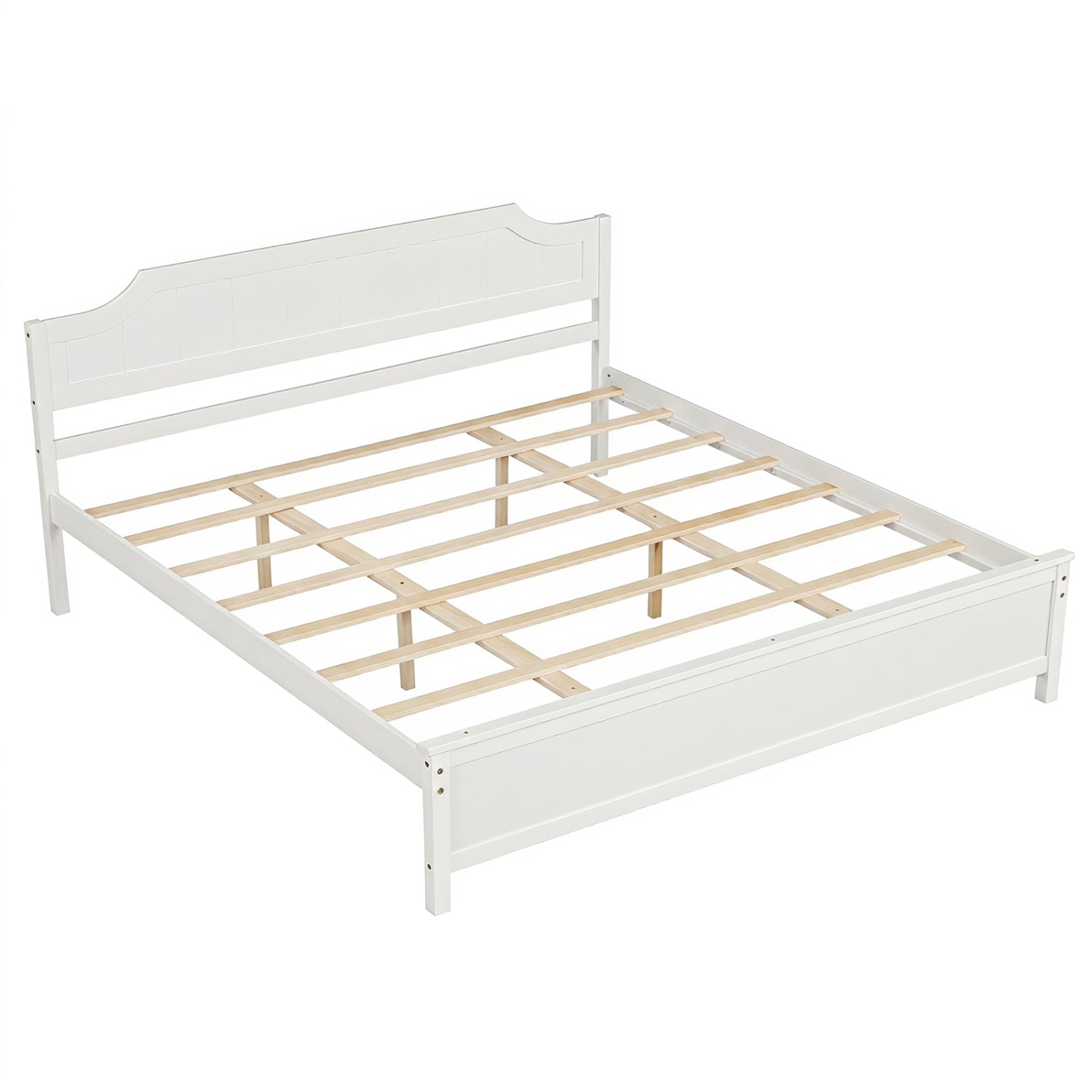 Solid Wood Platform Bed Frame, King Size, White Beds & Bed Frames King at Gallery Canada