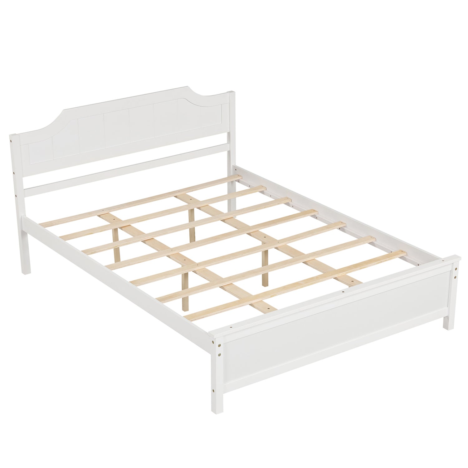 Solid Wood Platform Bed Frame with Headboard, Queen, White Beds & Bed Frames Queen at Gallery Canada