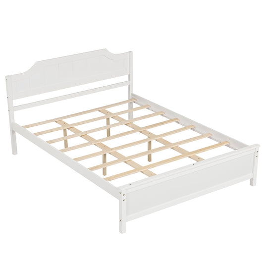 Solid Wood Platform Bed Frame with Headboard, Queen, White Beds & Bed Frames Queen at Gallery Canada