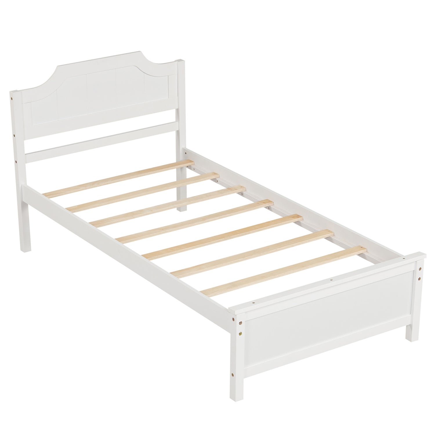 Solid Wood Platform Bed Frame With Headboard, Twin Size, White Beds & Bed Frames Twin at Gallery Canada