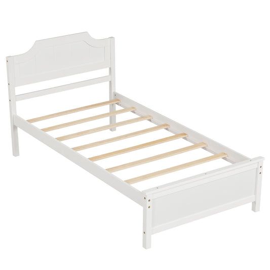 Solid Wood Platform Bed Frame With Headboard, Twin Size, White Beds & Bed Frames Twin at Gallery Canada