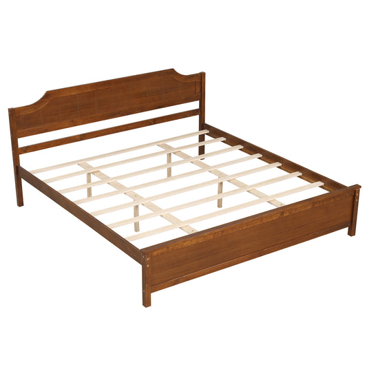 Solid Wood Platform Bed Frame with Headboard, King, Walnut Beds & Bed Frames King at Gallery Canada