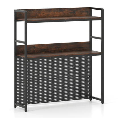 2-Tier Desktop Bookshelf With Pegboard, 32 Inch, Rustic Brown Bookcases at Gallery Canada