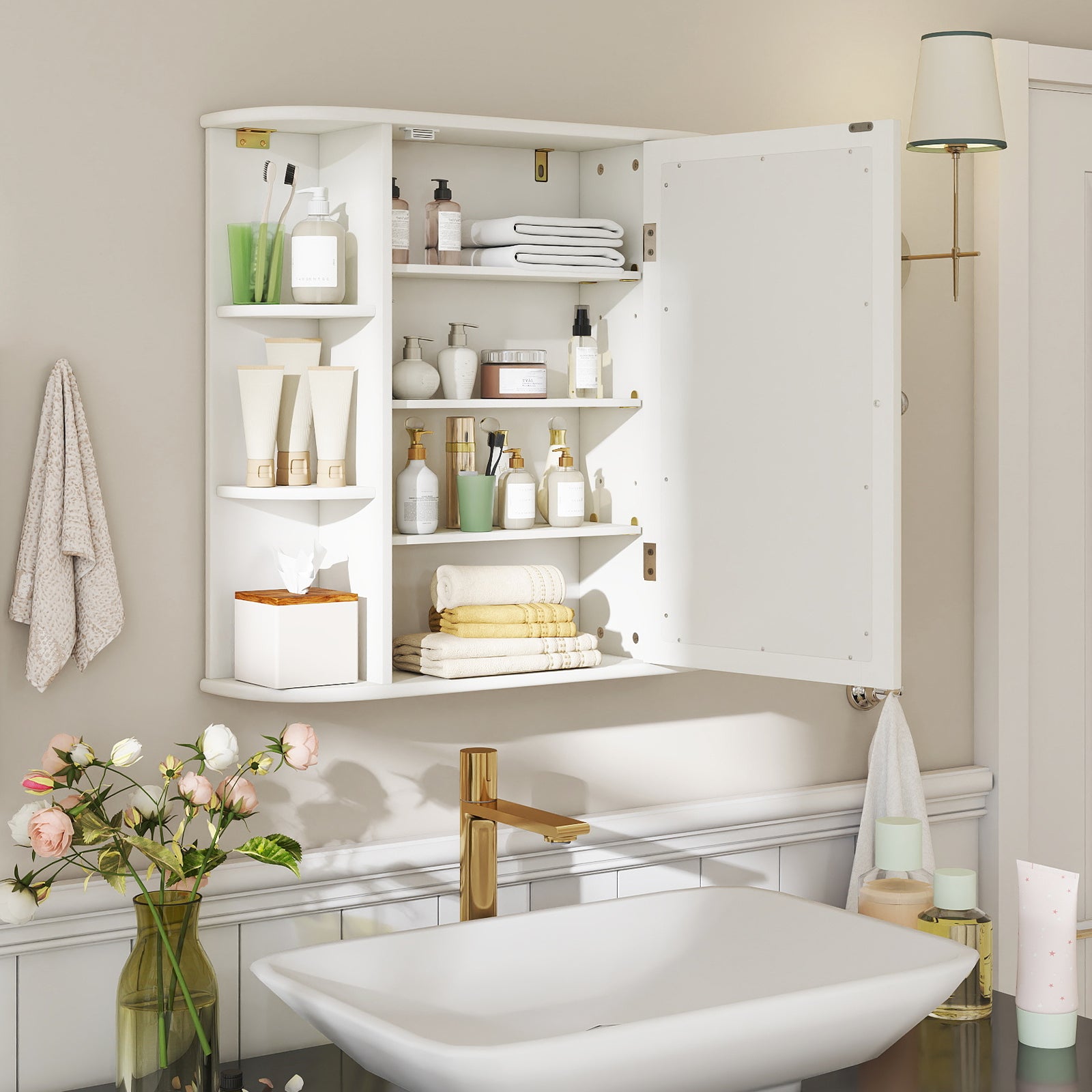 Multipurpose Mount Wall Mirror Bathroom Storage Cabinet, White Wall Cabinets at Gallery Canada