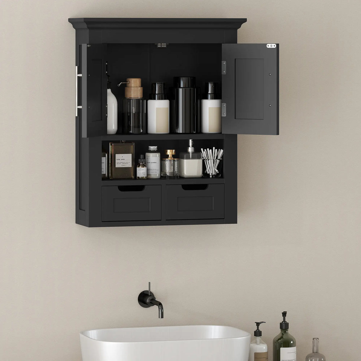 Bathroom Wall Cabinet, Medicine Cabinet, With Shelf, Black Wall Mounted Cabinets at Gallery Canada