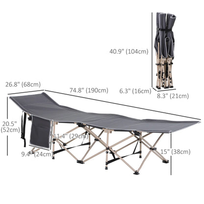 Folding Camping Cot for Adults, with Carry Bag, Side Pocket, Grey Camping Cots at Gallery Canada