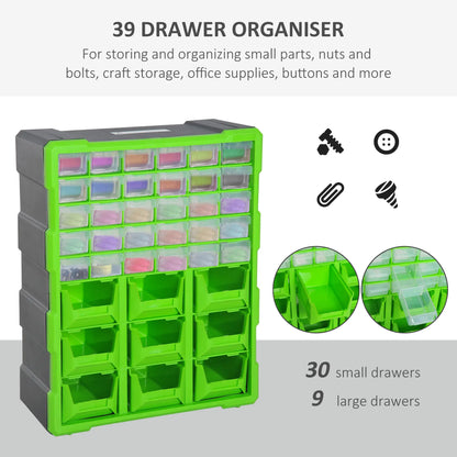 Plastic 39 Drawer Parts Organizer, Wall Mount Storage Cabinet, Green Tool Organizers at Gallery Canada