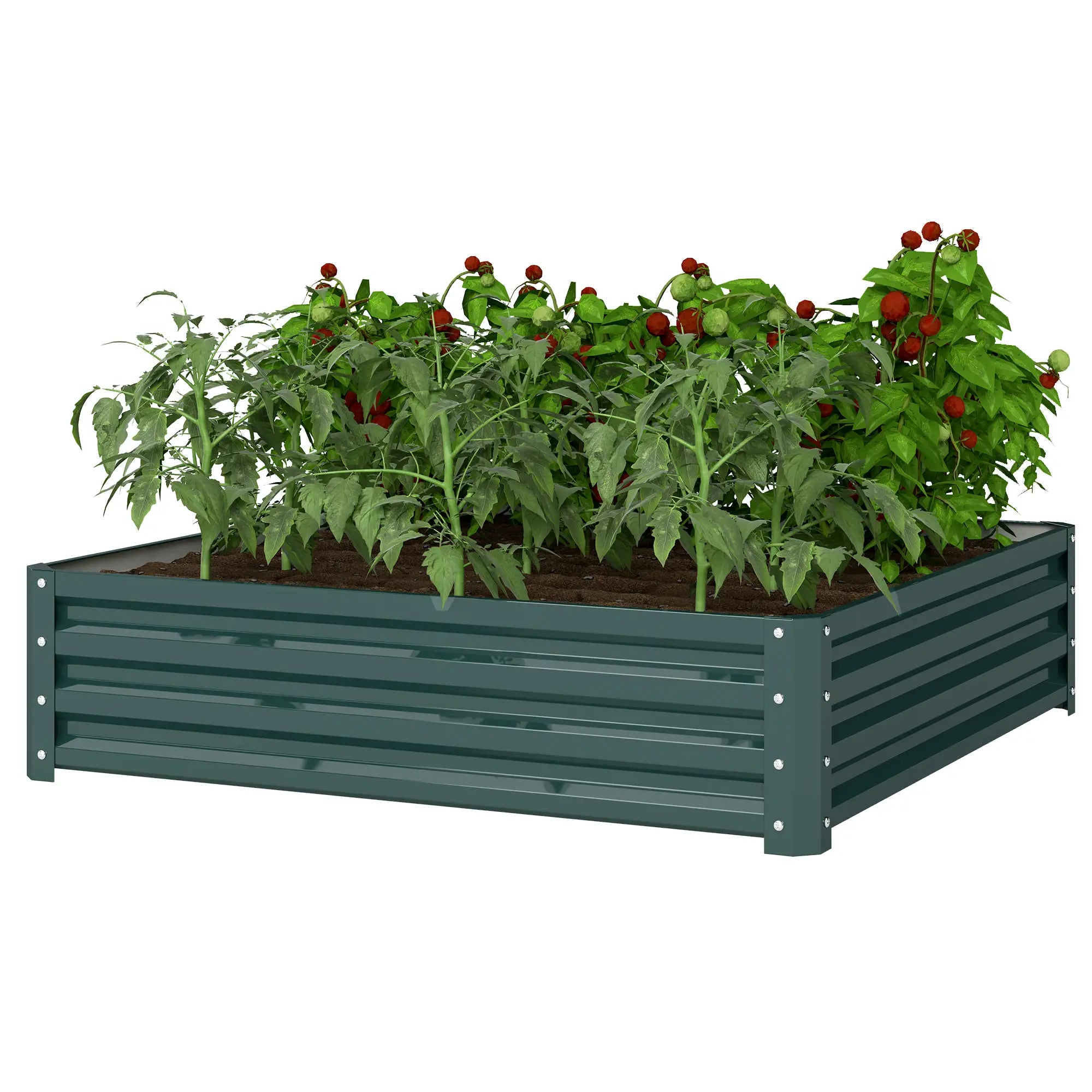 4' x 4' x 1' Galvanized Steel Raised Garden Bed, Vegetables, Flowers, Herbs Galvanized Planter Boxes Green at Gallery Canada