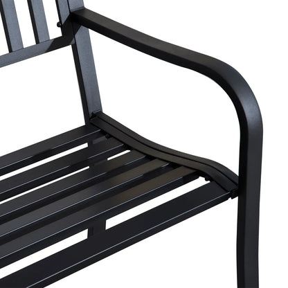 50" Steel Garden Bench Patio Chair Outdoor Seat, Black Outdoor Benches at Gallery Canada