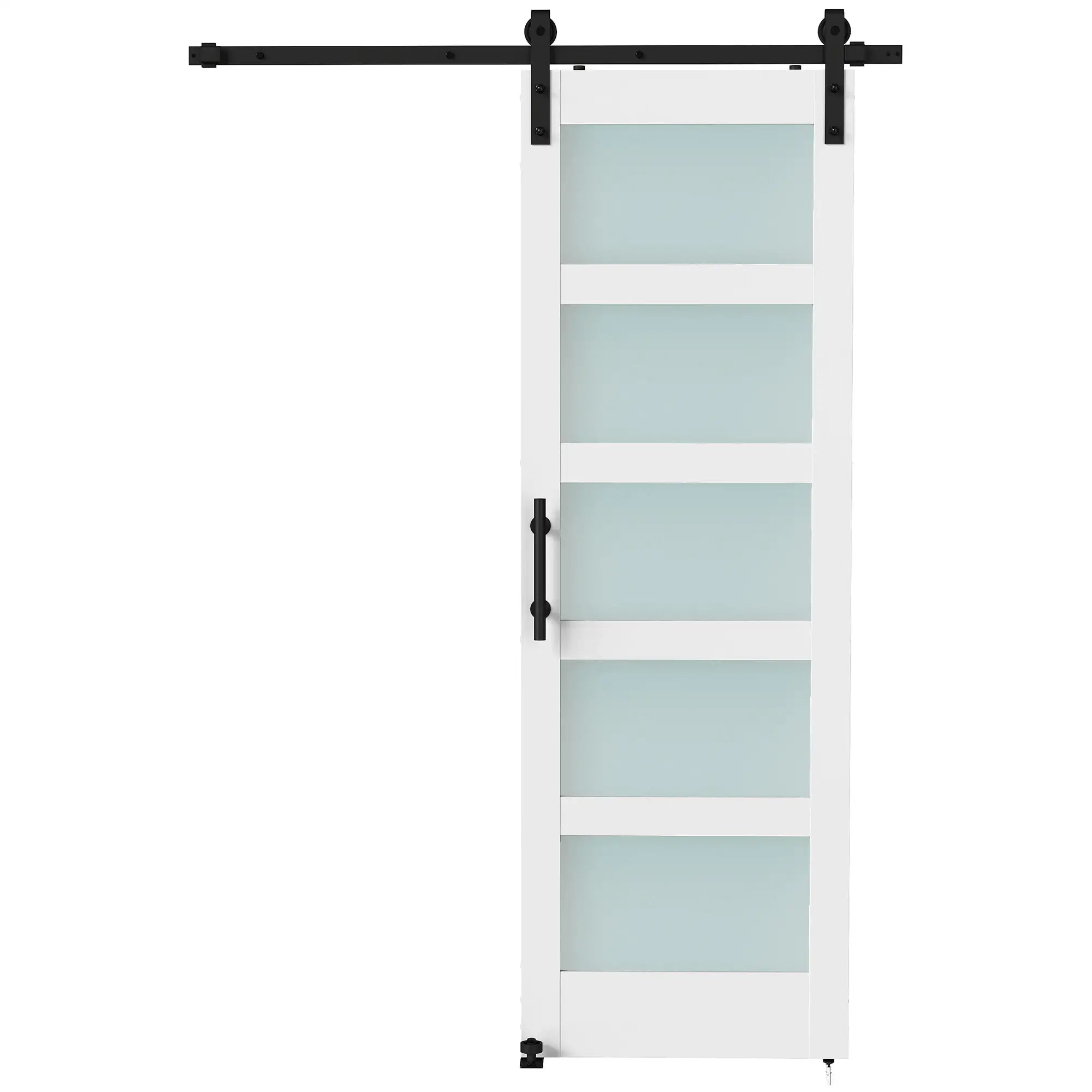 Sliding Barn Door 28x84 In With Hardware Kit, PVC, White Door Hardware White Wood Grain, Black at Gallery Canada