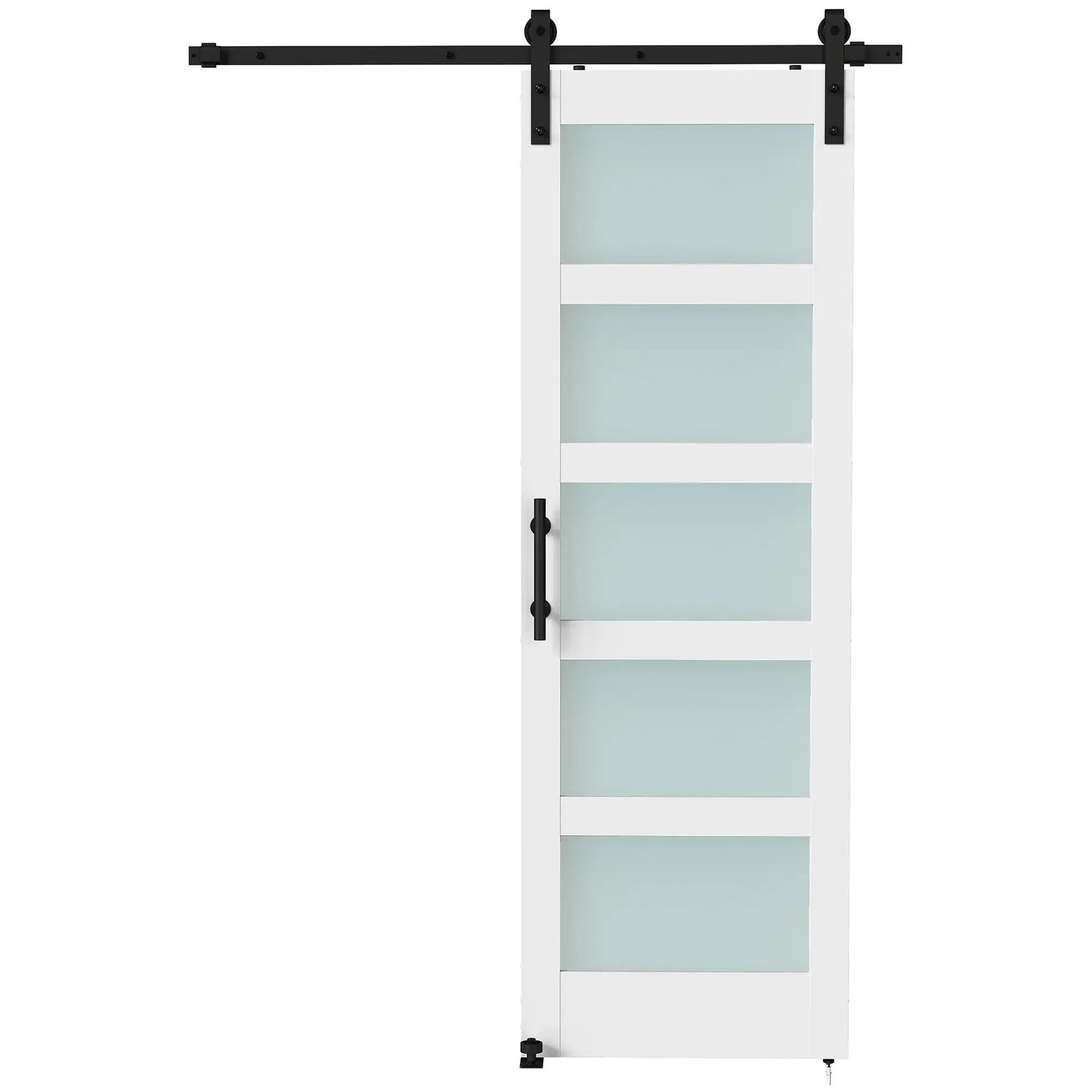 Sliding Barn Door 28x84 In With Hardware Kit, PVC, White Door Hardware White Wood Grain, Black at Gallery Canada