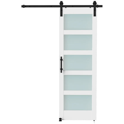 Sliding Barn Door 28x84 In With Hardware Kit, PVC, White Door Hardware White Wood Grain, Black at Gallery Canada