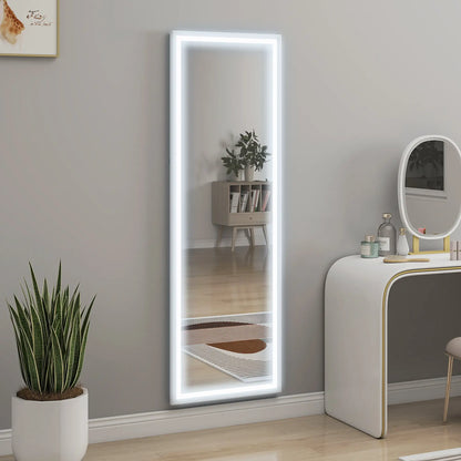 LED Mirror, Dimmable 3 Color Lights, 64" x 21" Rectangular, White Full Length Mirrors at Gallery Canada