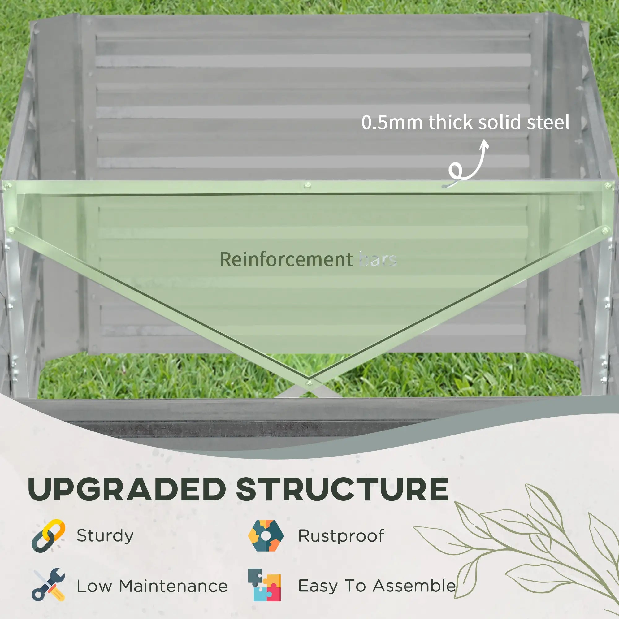 Galvanized Raised Garden Bed, Steel Outdoor Planter, 71