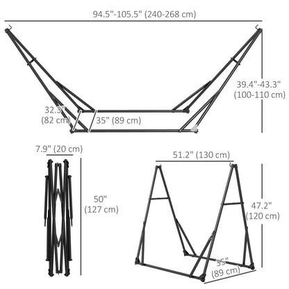 Foldable Hammock Stand, 2 In 1, 120kg Capacity, Black Hammock Stands at Gallery Canada
