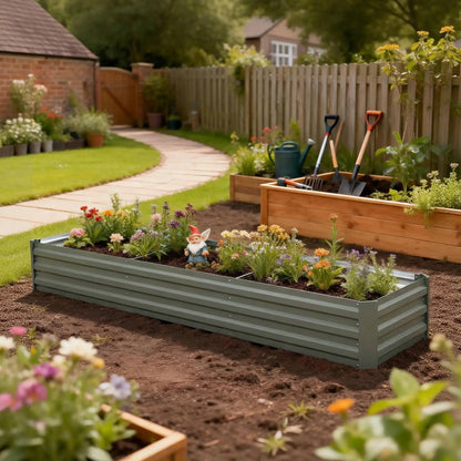 8'x2'x1' Galvanized Raised Bed, Large Elevated Planter Box, Galvanized Galvanized Planter Boxes at Gallery Canada