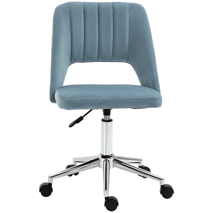 Mid Back Office Chair, Velvet Fabric, Swivel, Scallop Shape, Sky Blue Office Chairs Sky Blue at Gallery Canada