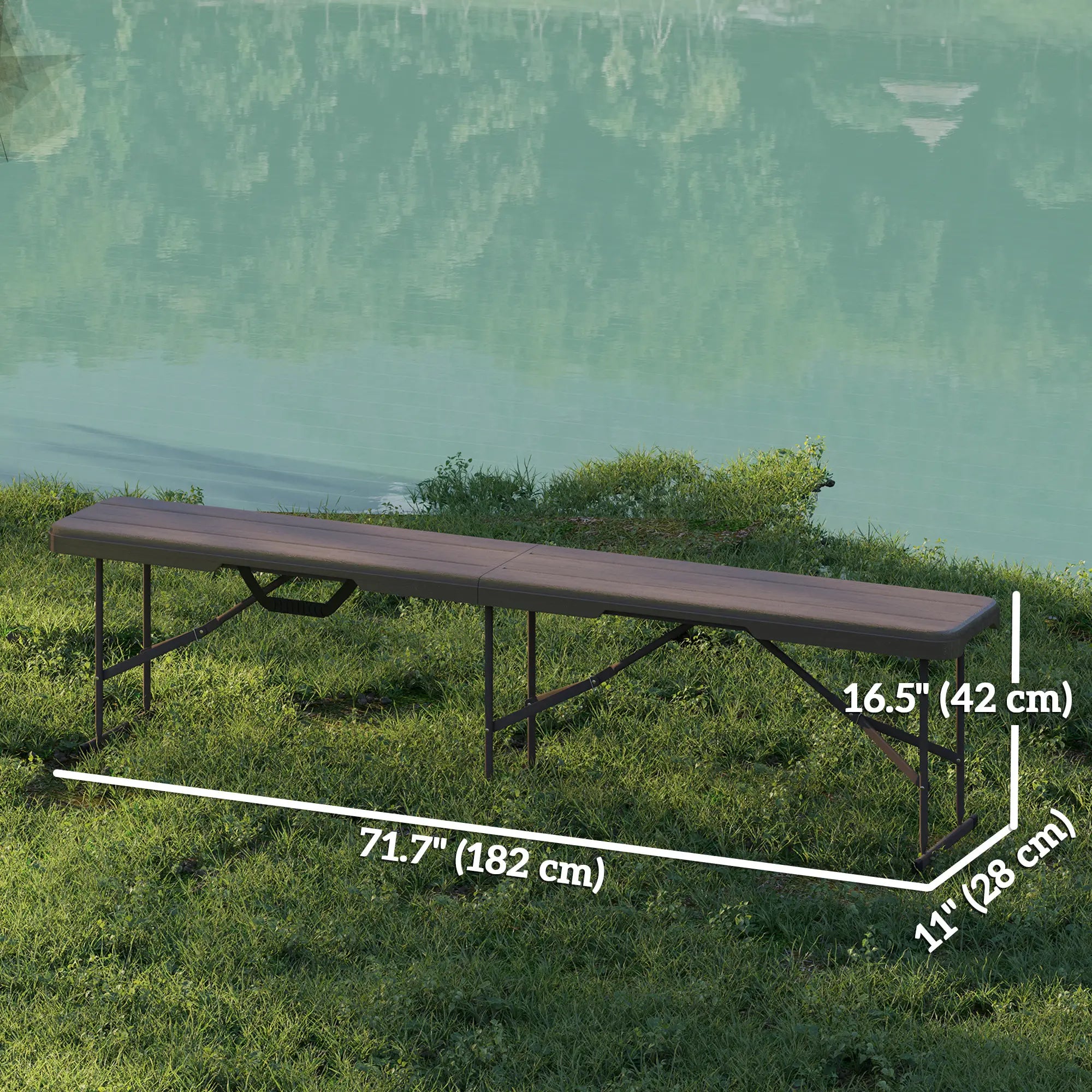6 ft Plastic Bench Seat, Foldable, Portable, Distressed Brown, Brown Garden Accessories at Gallery Canada