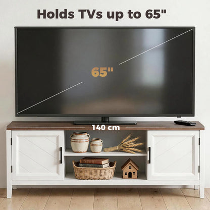 TV Stand For 42 Inch TVs, 2 Shelves 2 Cabinets, White Brown TV Stands at Gallery Canada