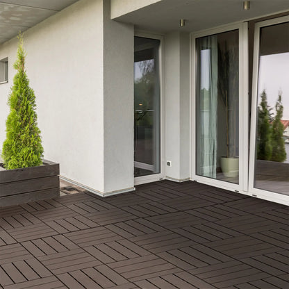 9 Pcs PP Interlocking Deck Tile, 12" x 12", Indoor Outdoor Use, Brown Deck Tiles at Gallery Canada