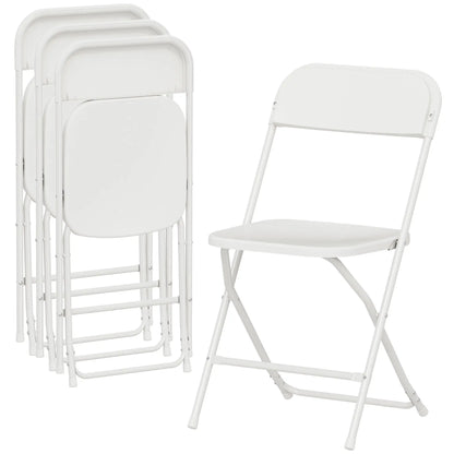 4 Pack Folding Chairs, Metal Frame, Portable, White Dining Chairs at Gallery Canada