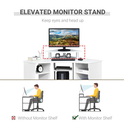 L-Shaped Computer Desk with Monitor Stand, Home Office Corner, White Computer Desks at Gallery Canada