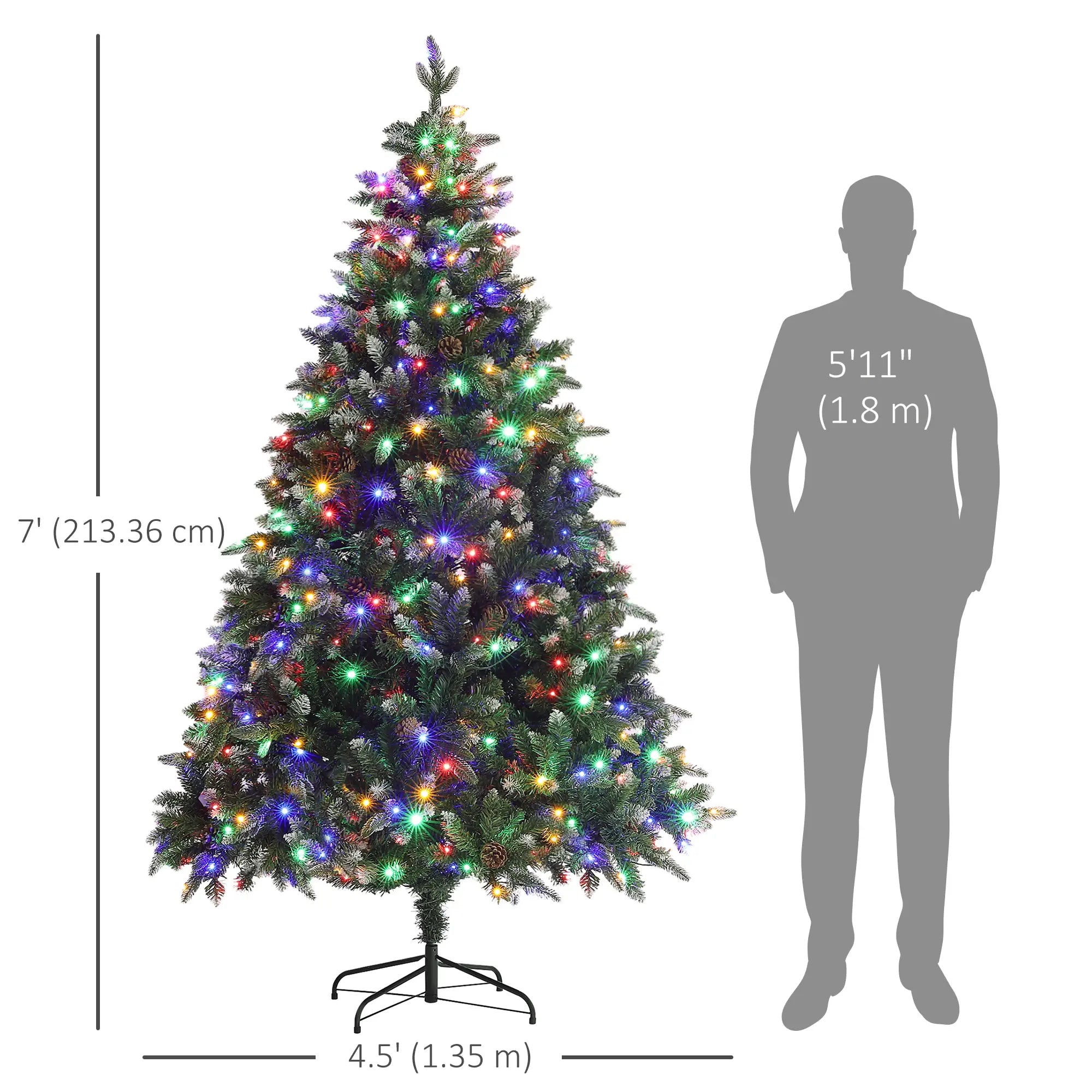 7 Foot Prelit Artificial Christmas Tree, Hinged, Dual Color LED Pre Lit Christmas Trees at Gallery Canada