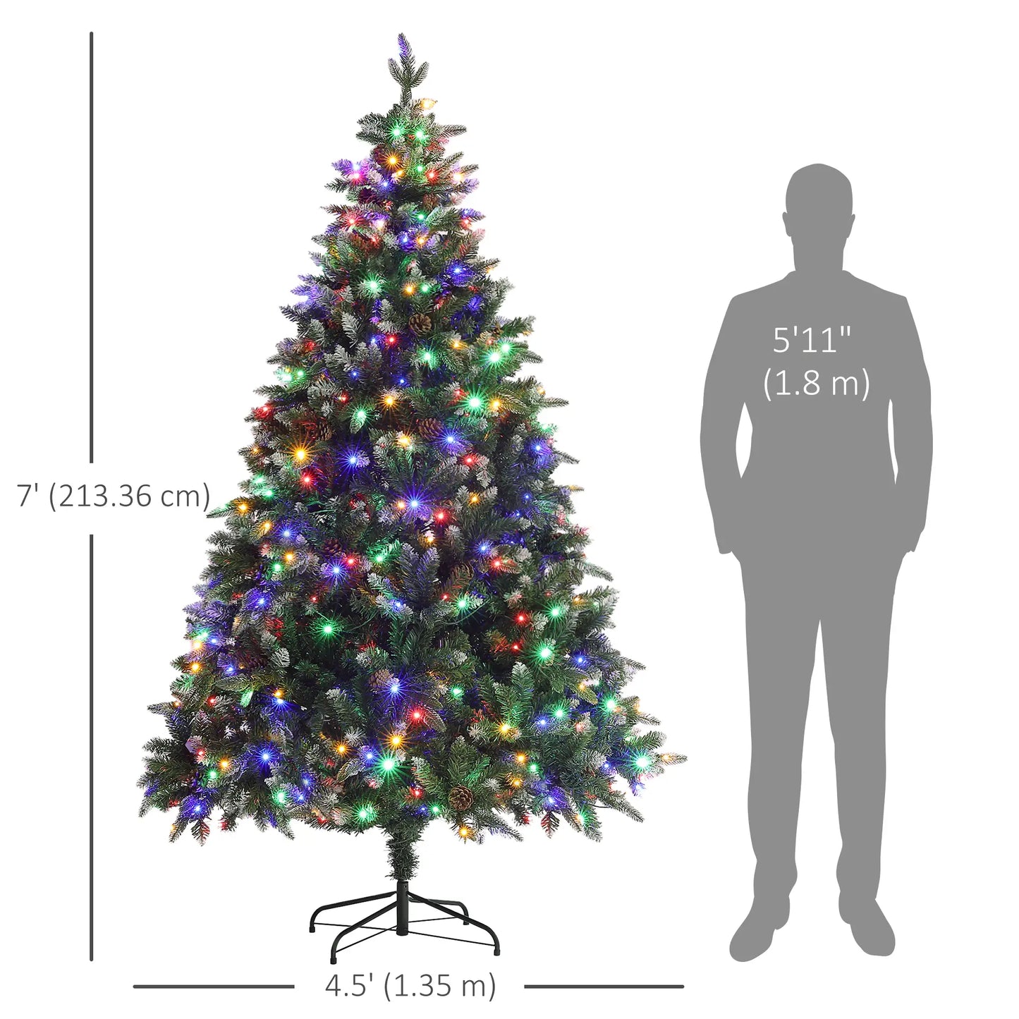 7 Foot Prelit Artificial Christmas Tree, Hinged, Dual Color LED Pre Lit Christmas Trees at Gallery Canada