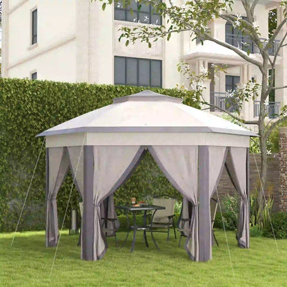 13' x 13' Pop Up Canopy Tent, Netting, Carry Bag, Coffee Beige Pop Up Canopies at Gallery Canada
