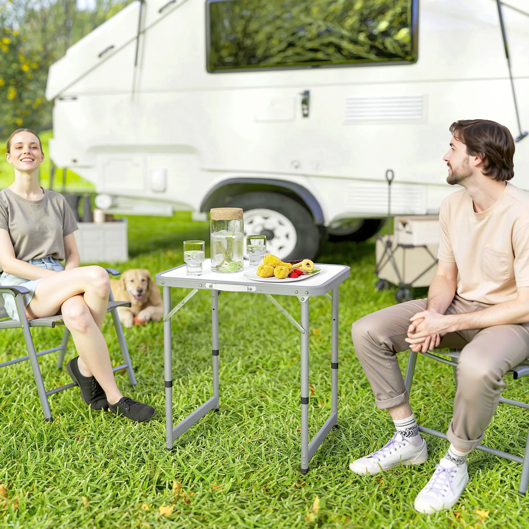Folding Picnic Table, Aluminum Frame, Camping Dining Table, Silver Picnic Tables & Camping Chairs at Gallery Canada