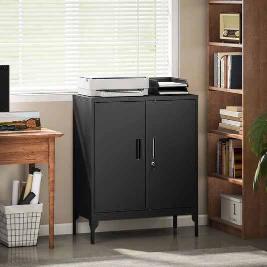 Office Storage Cabinet with Lock, Adjustable Shelves, Black Office Cabinets & Cupboards Black at Gallery Canada