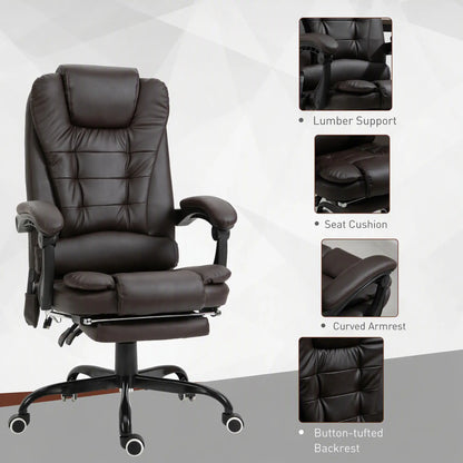 7-Point Vibrating Massage Chair, Reclining Office Chair, Adjustable Height, Brown Massage Chairs at Gallery Canada
