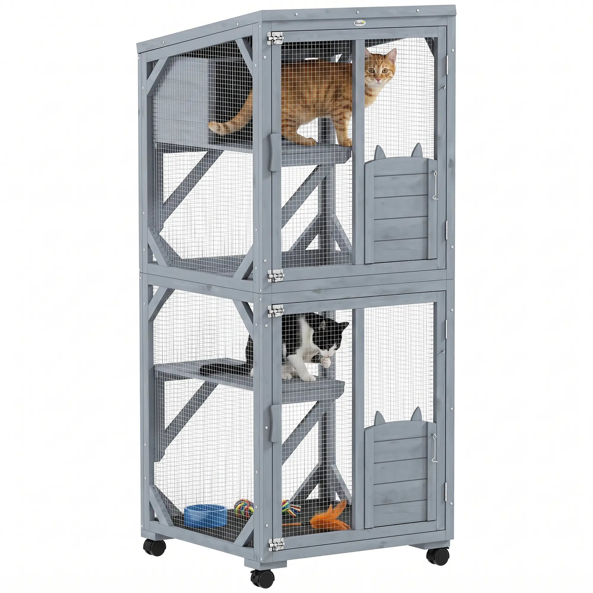 Movable Catio With Resting Box, 3 Jumping Platforms, Waterproof Roof Outdoor Cat Enclosures at Gallery Canada