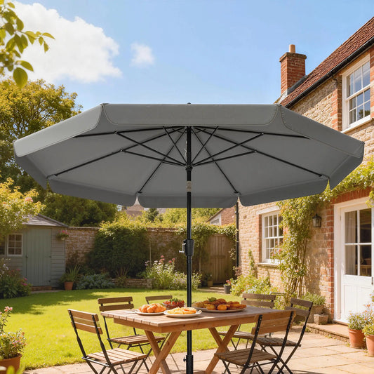 10 ft Outdoor Patio Umbrella, Push Button Tilt, Crank, Dark Grey