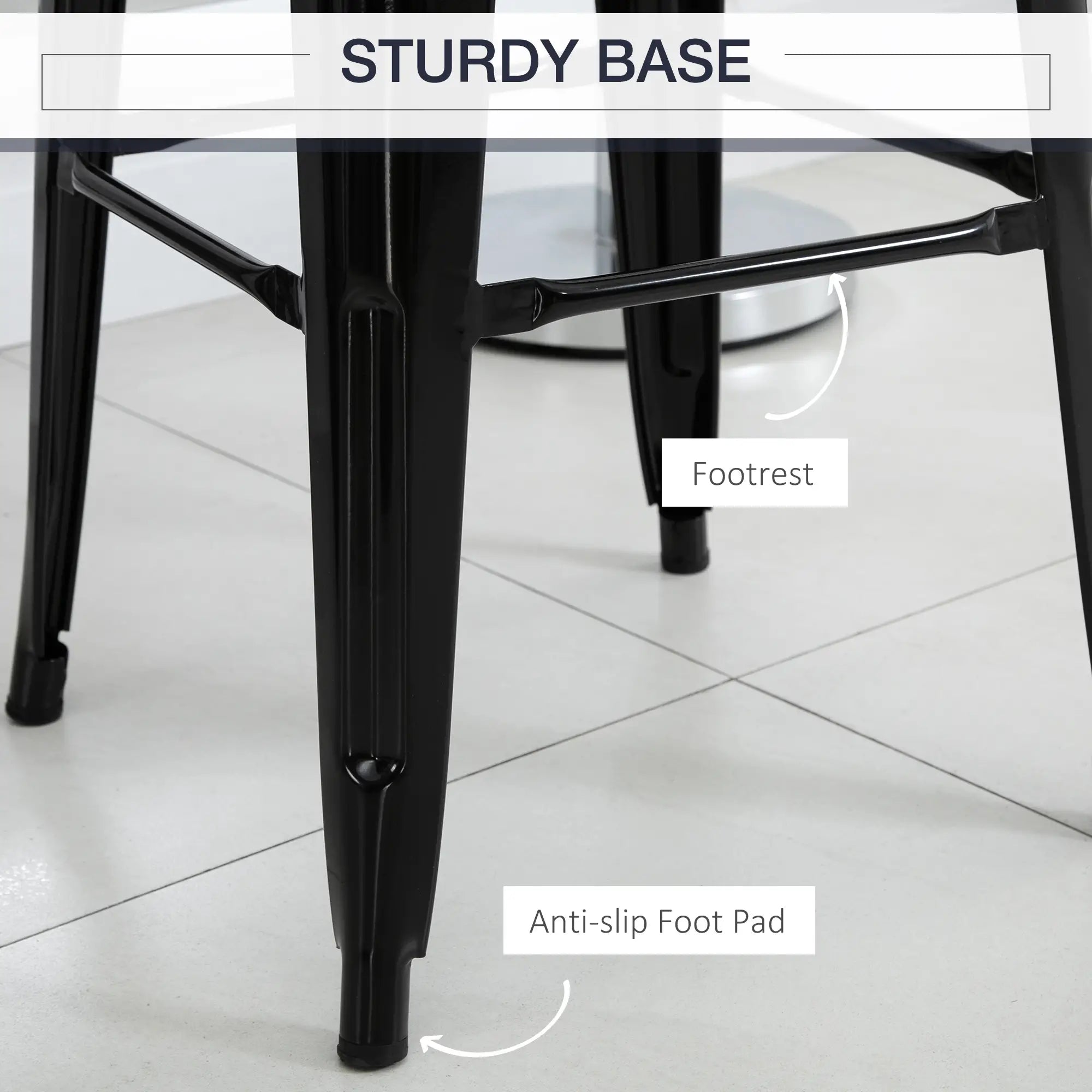 Set of 4 Bar Stools, Industrial Kitchen, Metal Frame, Black Bar Stools at Gallery Canada