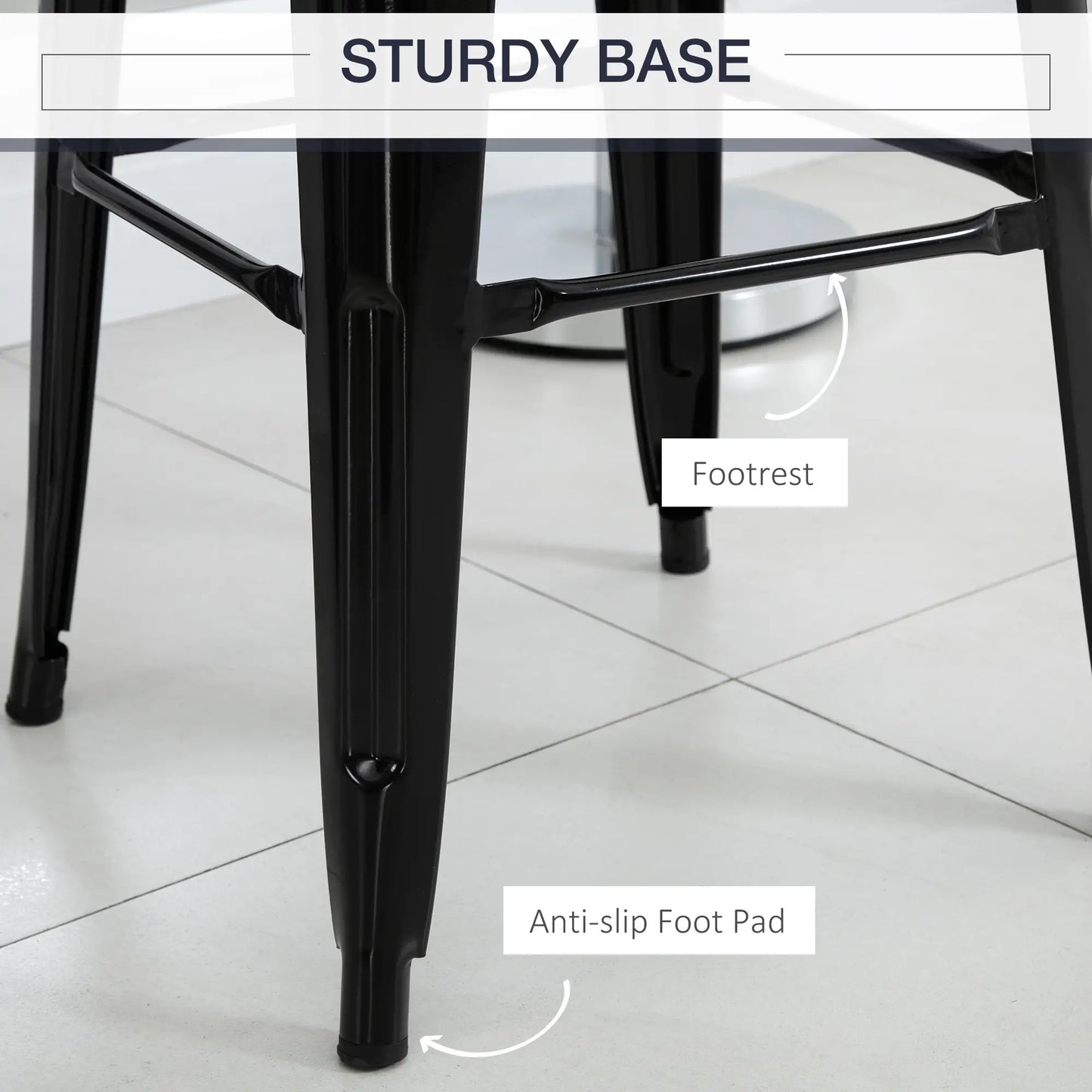 Set of 4 Bar Stools, Industrial Kitchen, Metal Frame, Black Bar Stools at Gallery Canada