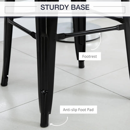 Set of 4 Bar Stools, Industrial Kitchen, Metal Frame, Black Bar Stools at Gallery Canada