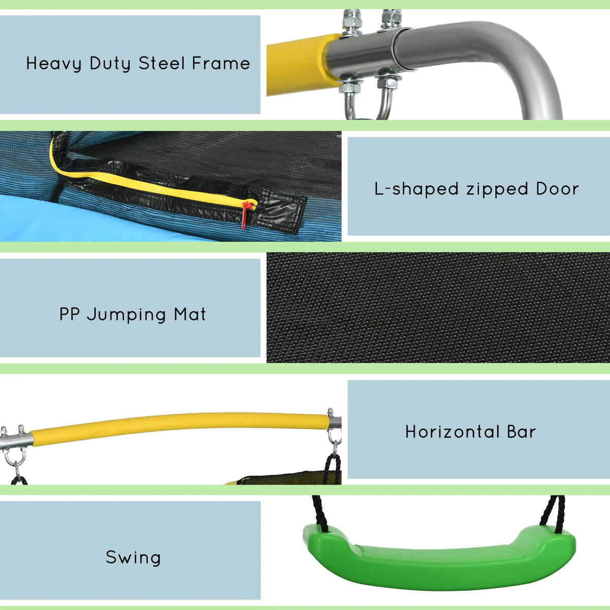 6.9FT Kids Trampoline, Safety Net, Gymnastics Bar, Swing, Indoor/Outdoor Trampolines at Gallery Canada
