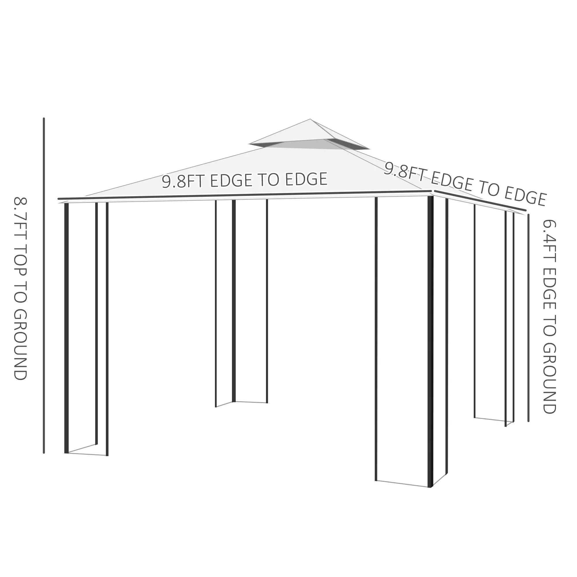 10'x10' Steel Patio Gazebo, Soft-Top, 2-Tier Polyester Roof, White Gazebos at Gallery Canada