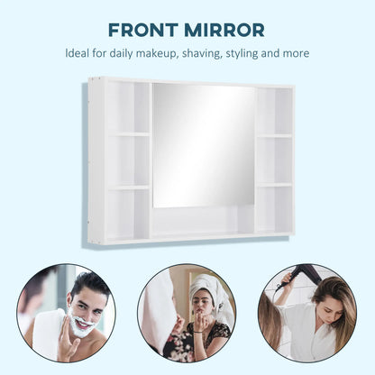 Wall Mounted Medicine Cabinet, 39.25"W x 27.5"H Bathroom Mirror Cabinet with Single Mirrored Door, Shelves and Storage Cupboard, White Mirror Medicine Cabinets at Gallery Canada