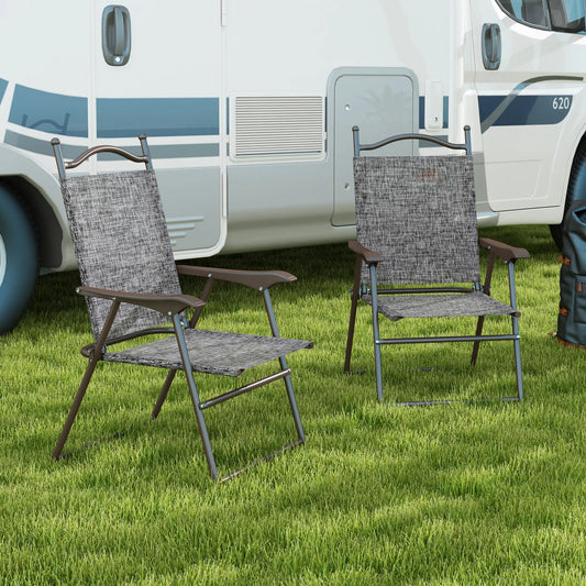 Folding Patio Camping Chairs Set with Armrest, Mesh Fabric, no color Patio Chairs Grey at Gallery Canada