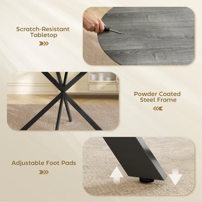 40" Round Kitchen Table For 4, Industrial Dining Table, Distressed, Grey