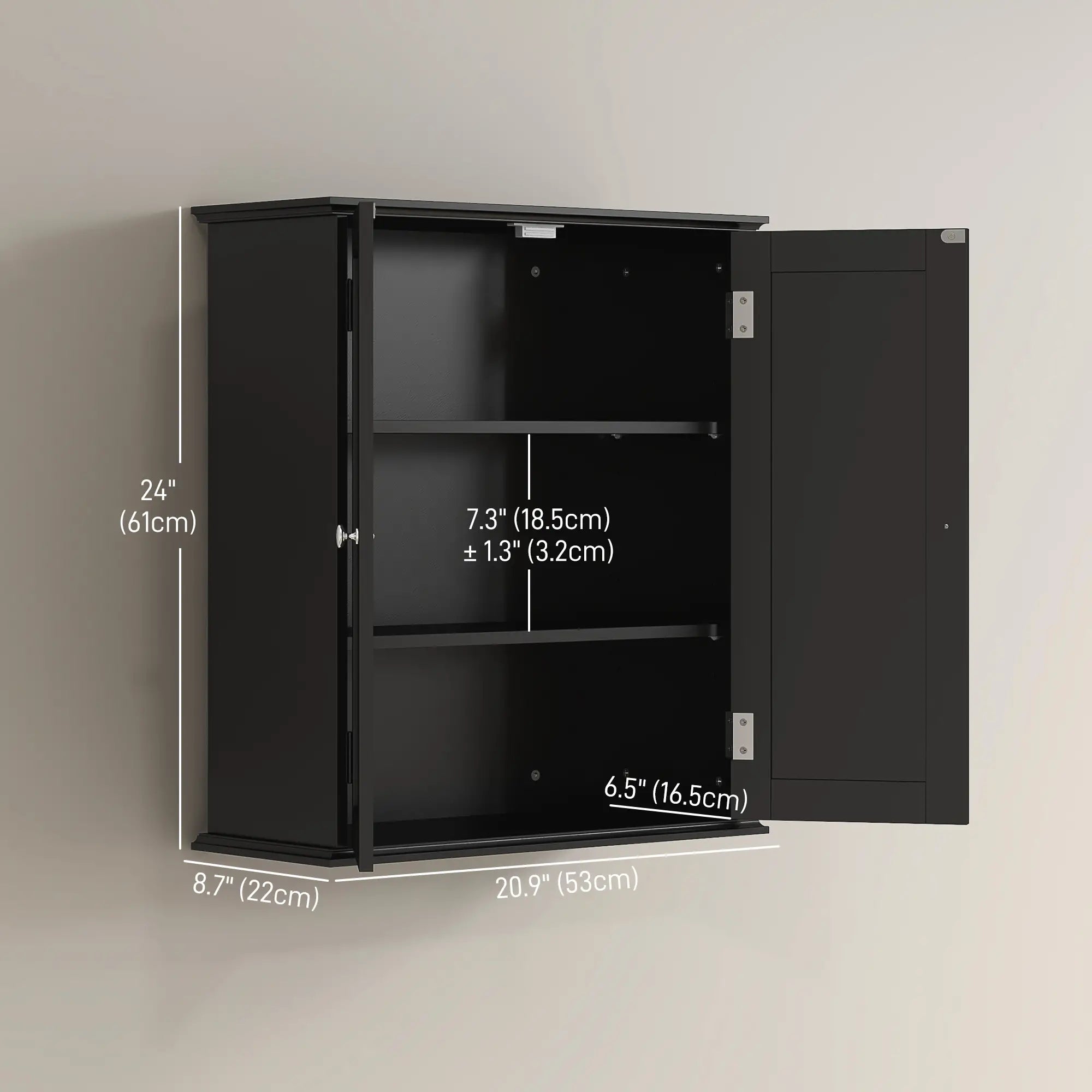 Bathroom Medicine Cabinet, 2 Doors, Adjustable Shelf, Over Toilet Wall Mounted Cabinets at Gallery Canada