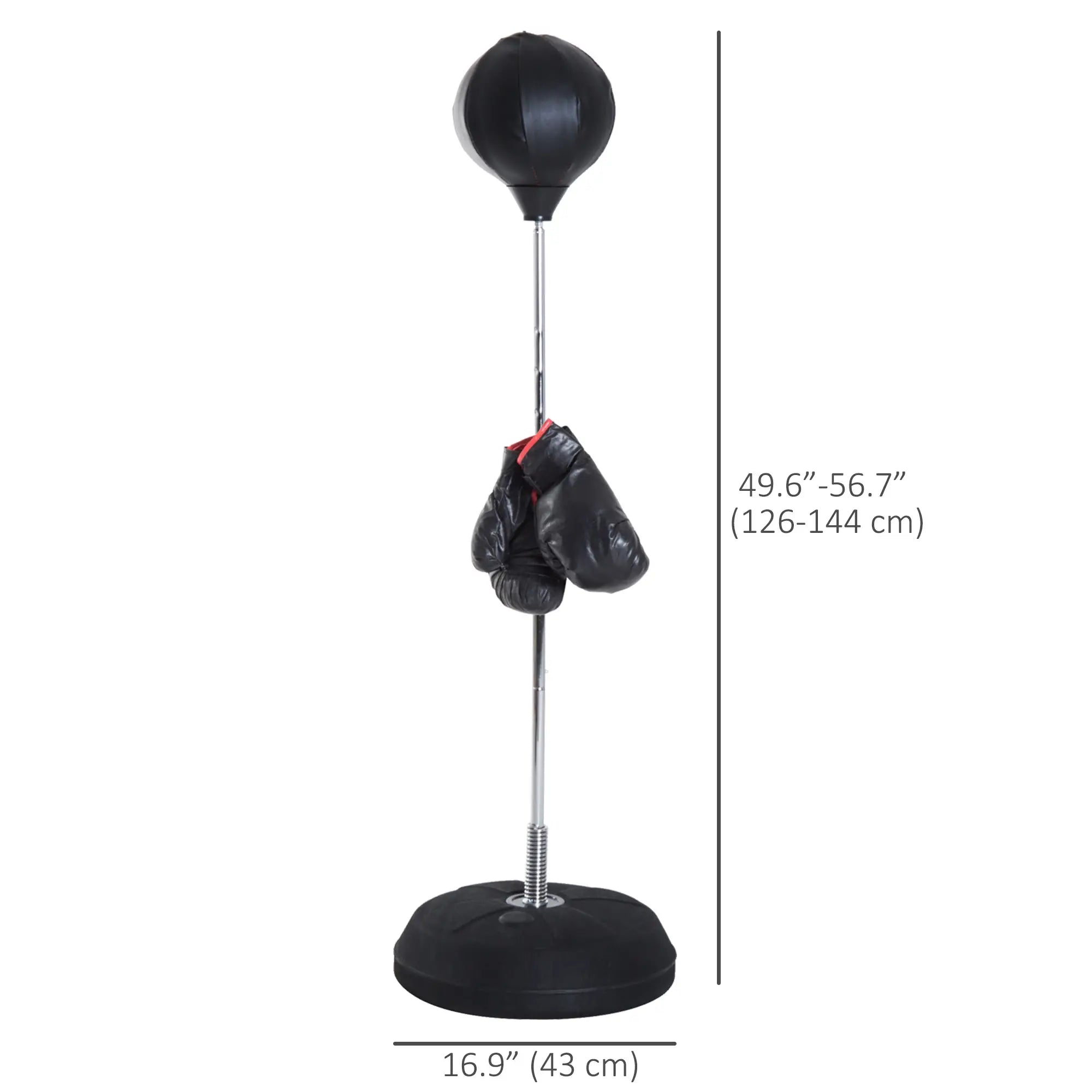 Freestanding Boxing Bag, Adjustable 49.6-56.7in, Black Punching Bag Stands at Gallery Canada