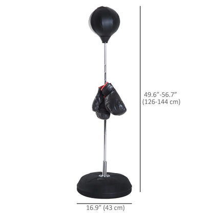 Freestanding Boxing Bag, Adjustable 49.6-56.7in, Black Punching Bag Stands at Gallery Canada