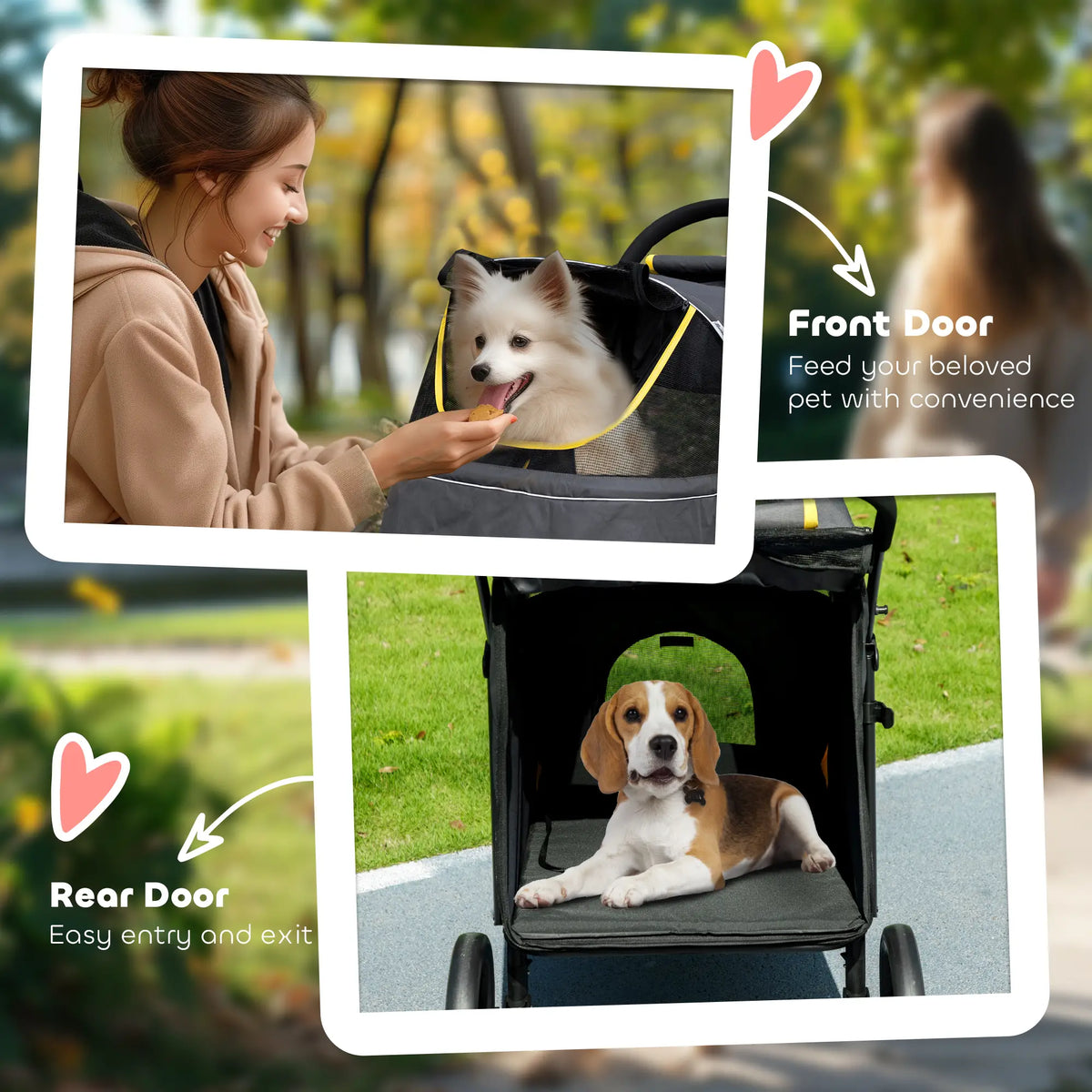 Foldable Pet Stroller, Universal Wheels, Shock Absorber, Large & Medium Dogs, Dark Grey Dog Bike Trailers & Strollers at Gallery Canada