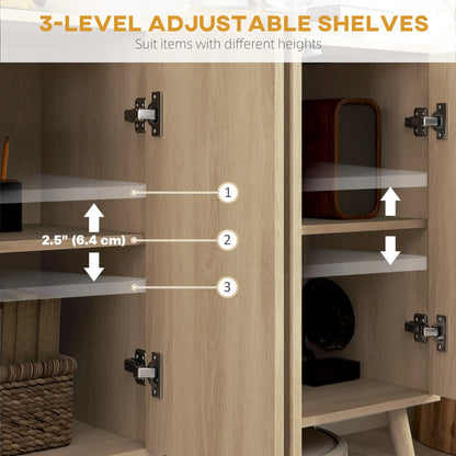 Modern Fluted Buffet Cabinet, Adjustable Shelves, Wood Legs, Oak Storage Cabinets at Gallery Canada