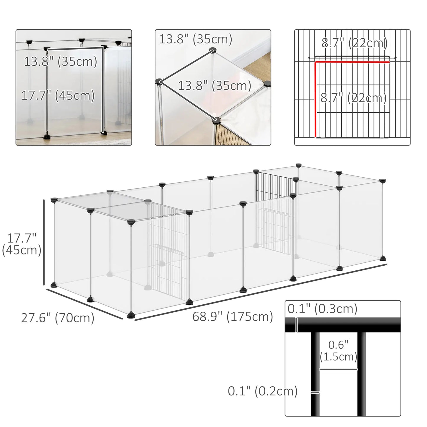 20 Panels DIY Small Animal Cage, With Door, Top Cover, White Houses & Habitats at Gallery Canada