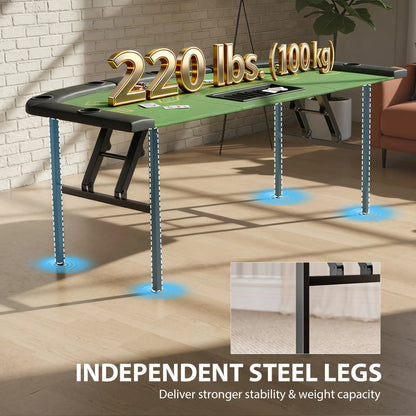 Poker Table Foldable, 72" 8 Player Casino Blackjack Texas Holdem, Green Game Tables at Gallery Canada