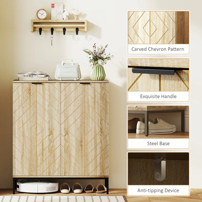 Shoe Storage Cabinet for 15 Pairs, Adjustable Shelves, Oak Shoe Storage Cabinets & Racks at Gallery Canada